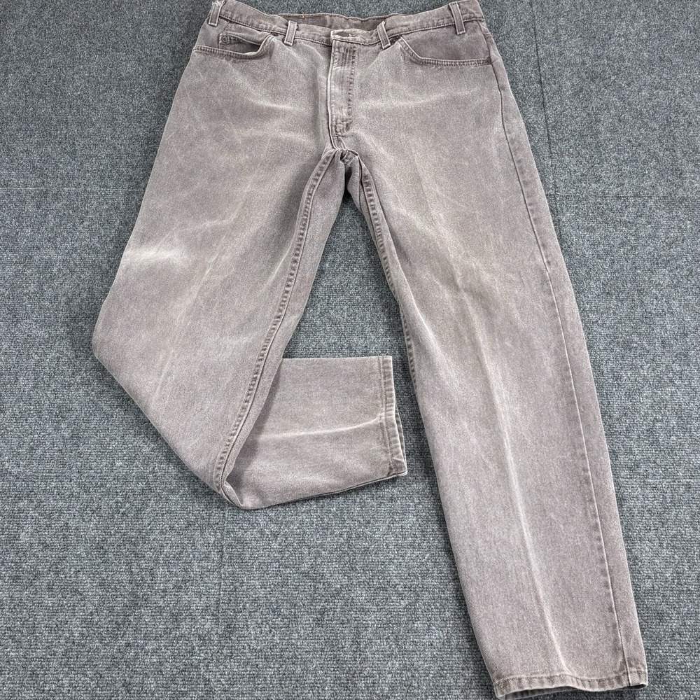 Vintage Levis 550 Orange Tab Brown Jeans Fits 36x32 Faded Made In USA Distressed